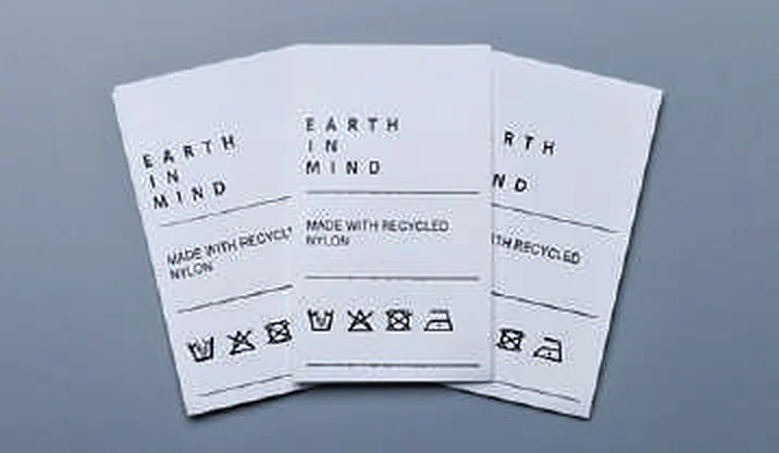 Recycled nylon printed care label